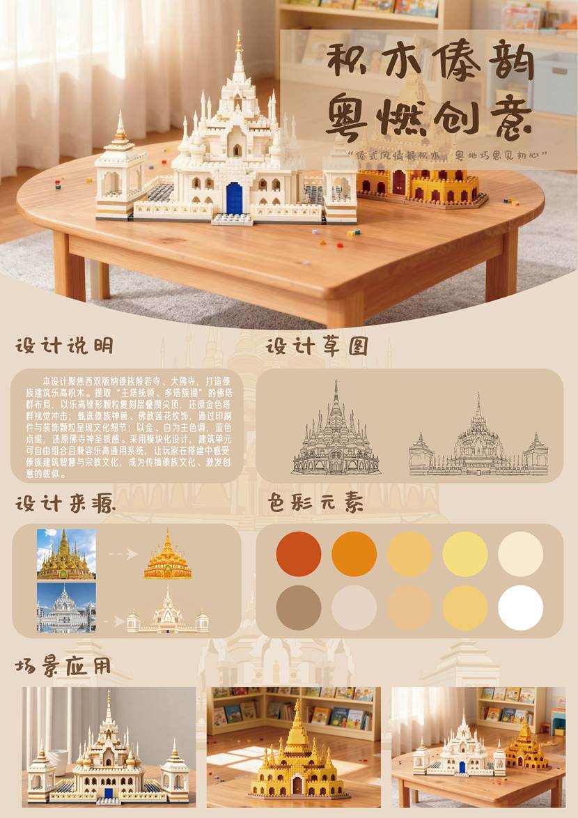 比赛展板-开云kaiyun官方网站-“相和广东”综合设计作品《积木傣韵，粤燃创意》